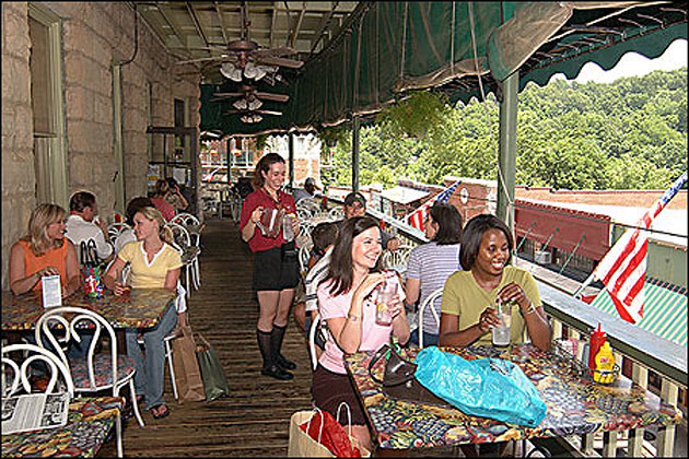 Dining in Eureka Springs' downtown historic district